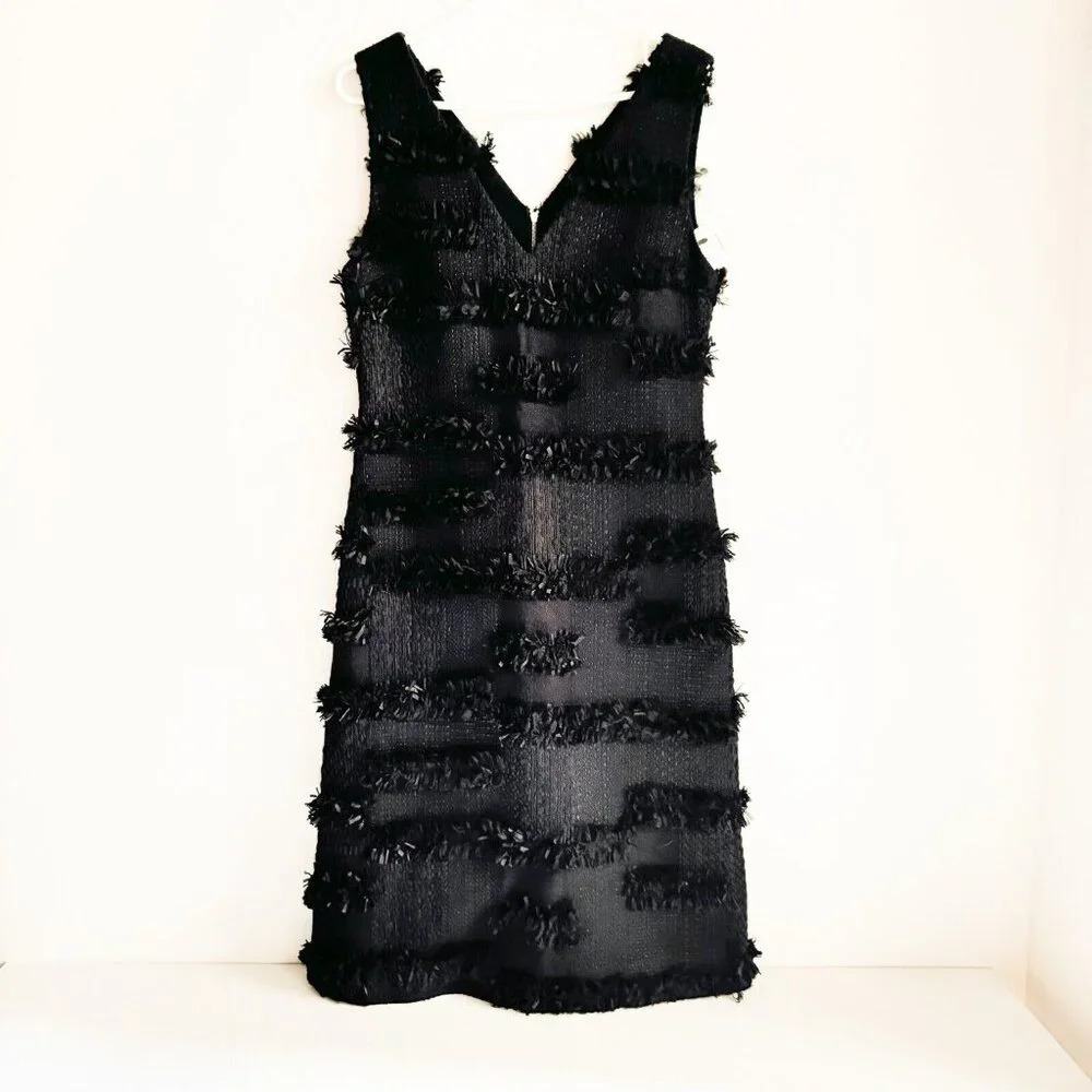 Goen J.Black Textured Unique  Sleeveless Sheath Dress S